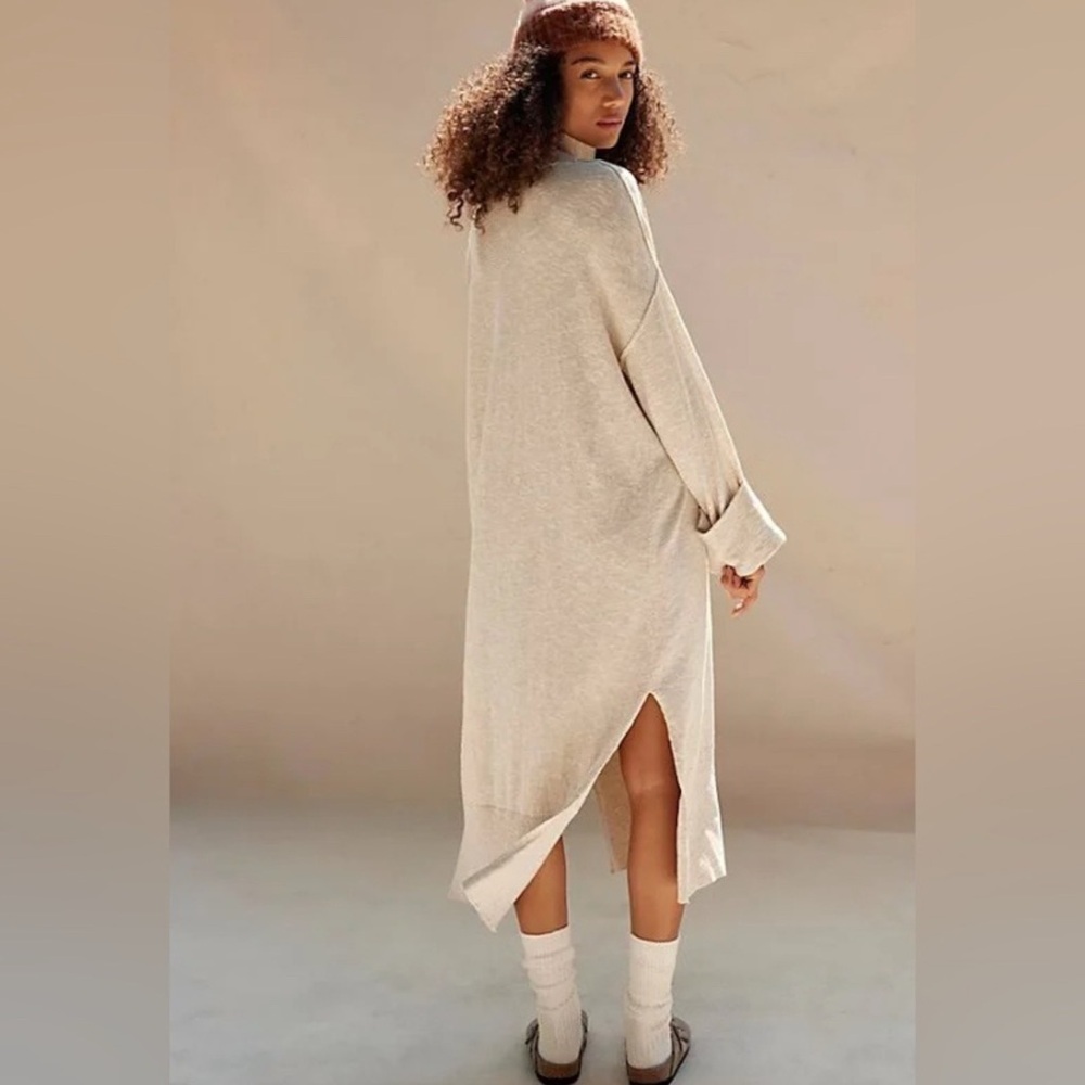 Free People Faye Sweater Midi Dress In The Natural Color Size Large